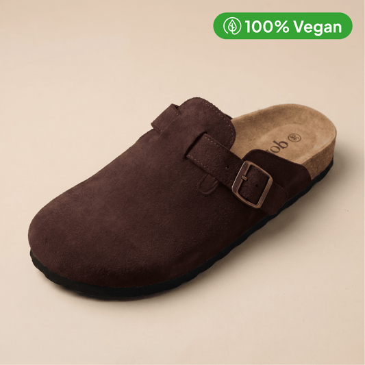 The Vegan Suede Clog in Mocha