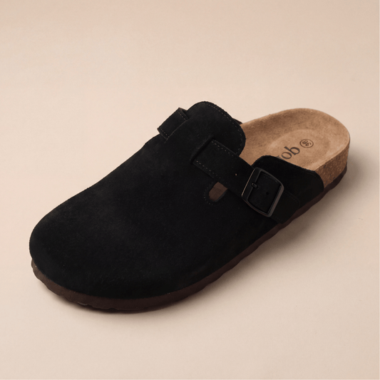 The Classic Suede Clog in Black